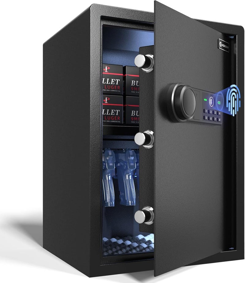 XDeer Biometric Safe Box, Quick-Access Security Safe Box with Upgraded Fingerprint, Steel Handgun Safe Lock Box for Kid/Home/Office (2.04 Cubic Feet) - Image 1
